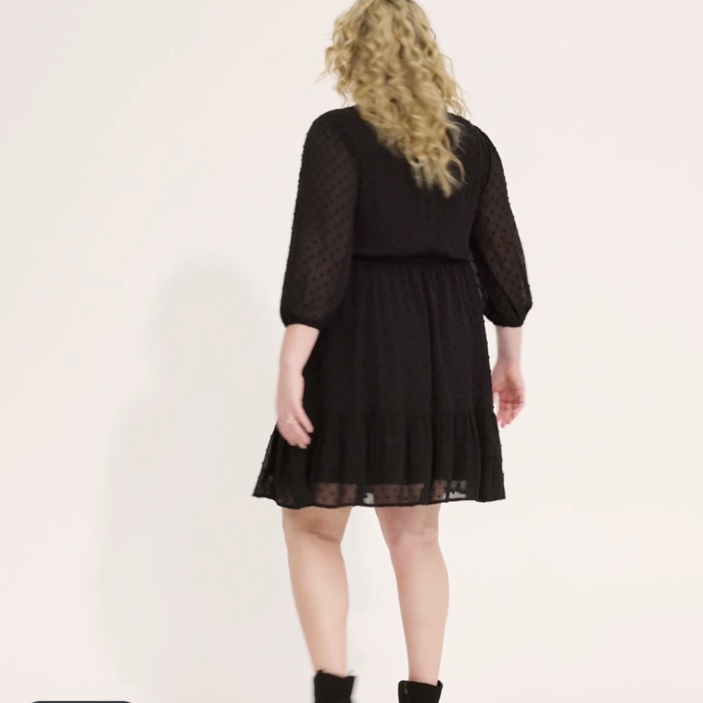 Torrid Black Clip Dot Mini Dress, NWOT, Size 1X - Picture 7 of 7